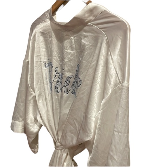 Victoria's Secret "Something Blue" Rhinestone BRIDE White Robe with‎ Tie O/S - Picture 4 of 10